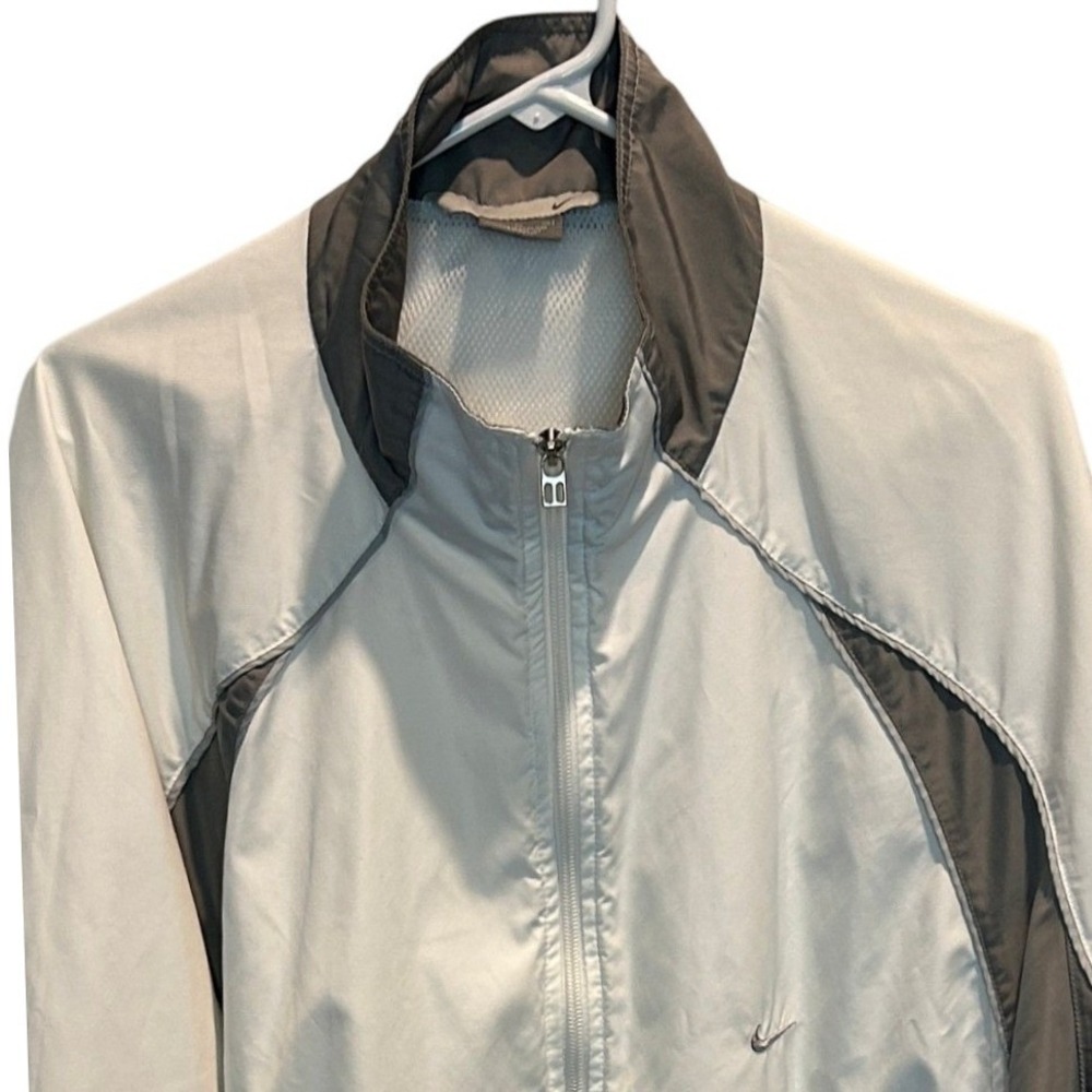 Nike Windbreaker Jacket XL Mens Grey Full Zip Mesh Lined Track Swoosh Logo